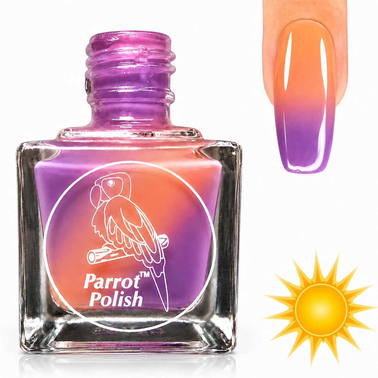 Parrot Polish Sunset Sands Solar Color Changing Nail Lacquer - Peach/Purple 0.5 Fl oz