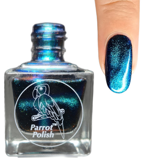 Parrot Polish "Tabby Cat" Multichrome Magnetic Nail Polish Green/Purple/Blue
