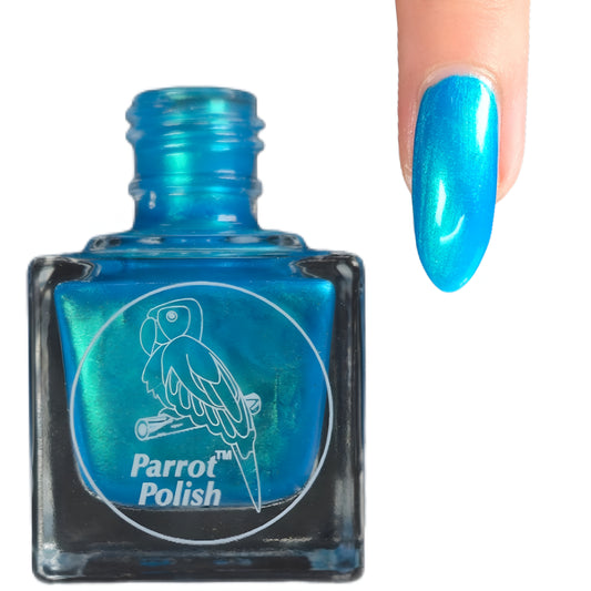 Parrot Polish Love is Blue 60s Shimmer Nail Lacquer Blue/Gold Shimmer