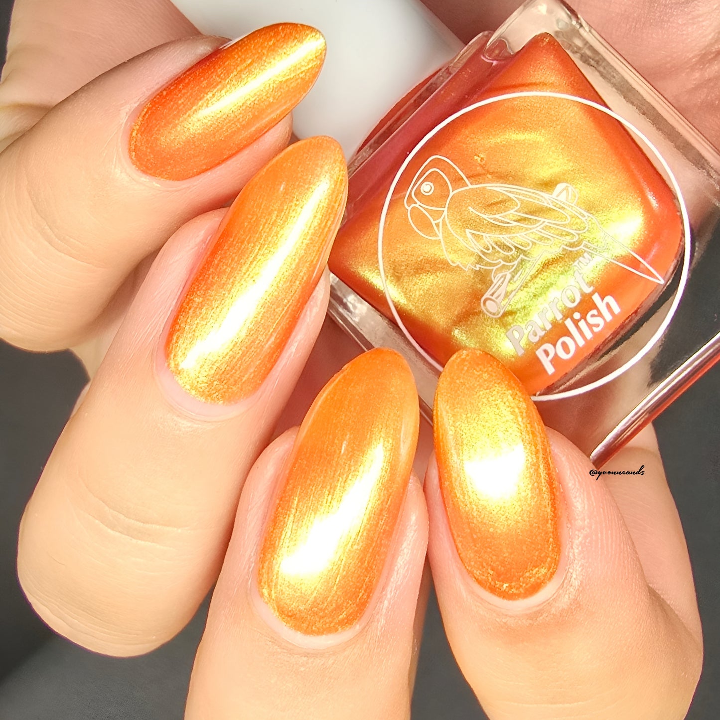 Parrot Polish Frozen Orange Juice 60s Shimmer Nail Lacquer Orange/Gold Shimmer