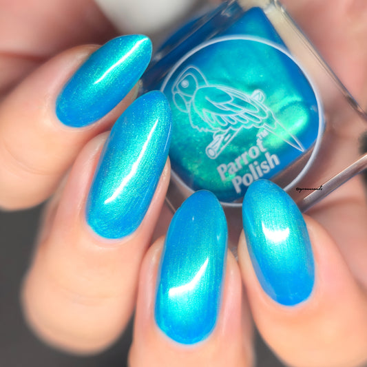 Parrot Polish Love is Blue 60s Shimmer Nail Lacquer Blue/Gold Shimmer