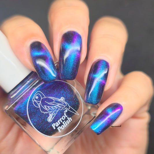 Parrot Polish Chantilly Cat Magnetic Multichrome Nail Lacquer Purple/Green/Blue/Black