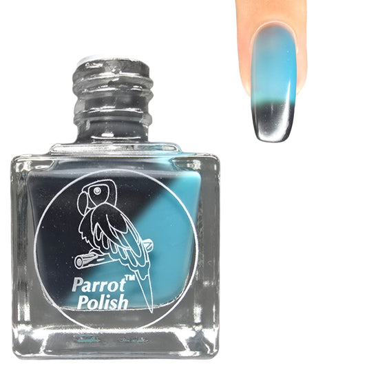 Parrot Polish St.Lucia Thermal Nail Lacquer.  Black/Turquoise