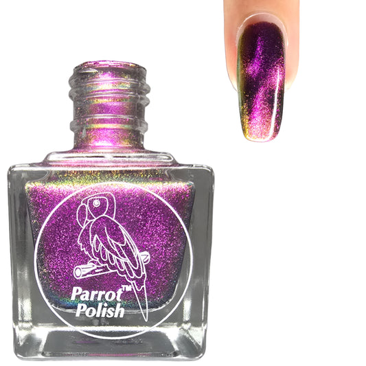 Parrot Polish Cheetah Cat Magnetic Multichrome Nail Lacquer Purple/Pink/Black