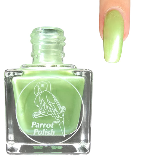 Parrot Polish  Granny Apples Shimmer Nail Lacquer Green/Silver