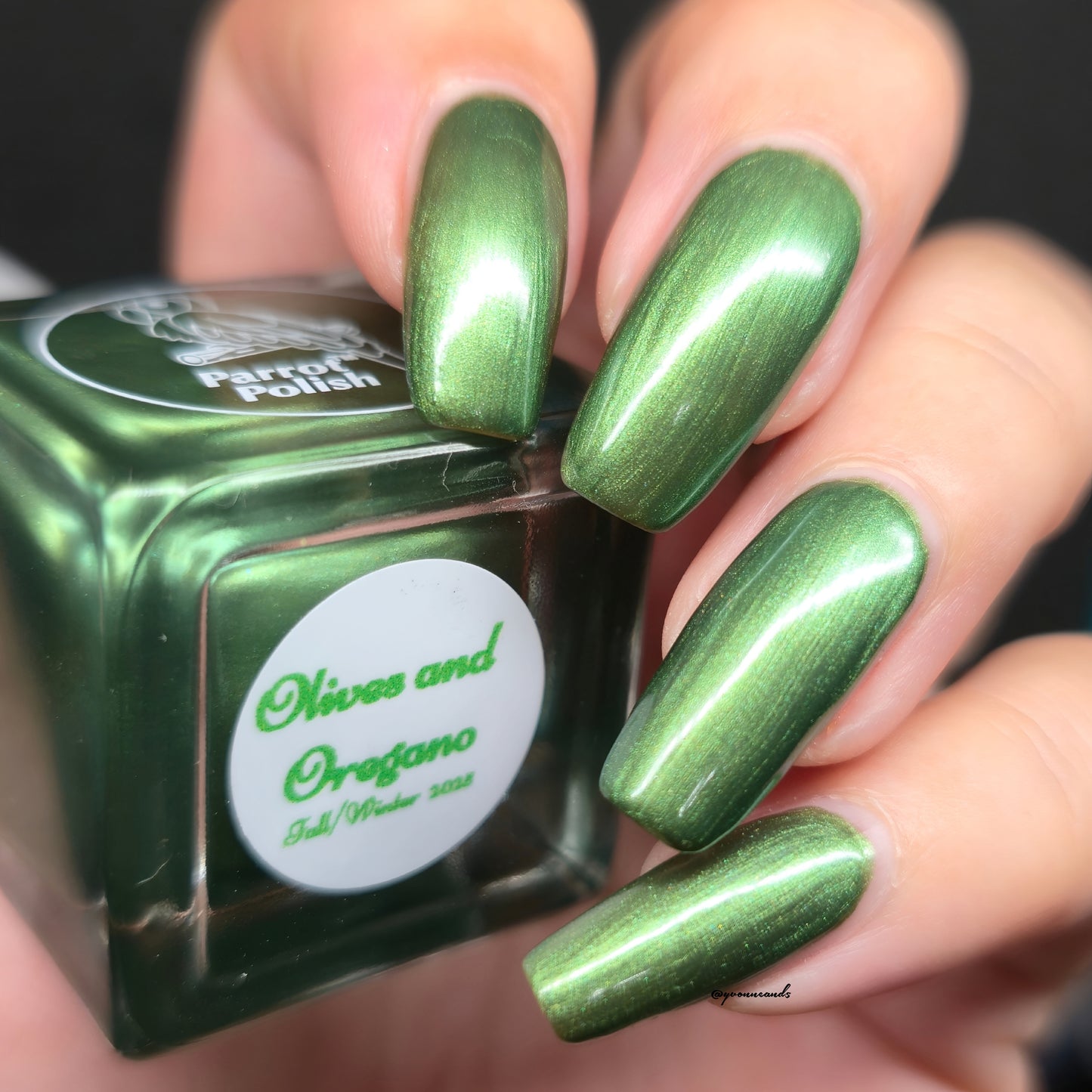 Parrot Polish Olives and Oregano Shimmer Nail Lacquer Green/Silver
