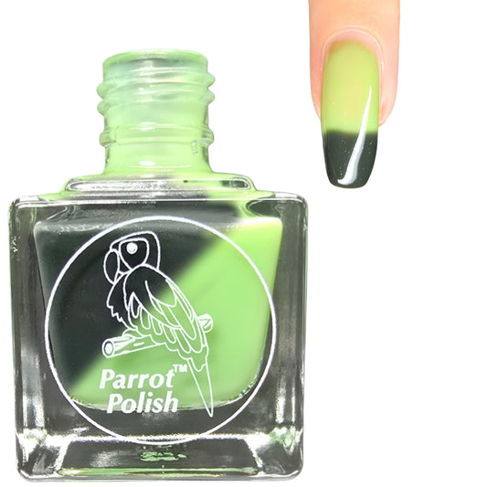 Parrot Polish 4 Leaf Clover Thermal Nail Lacquer Black/Green