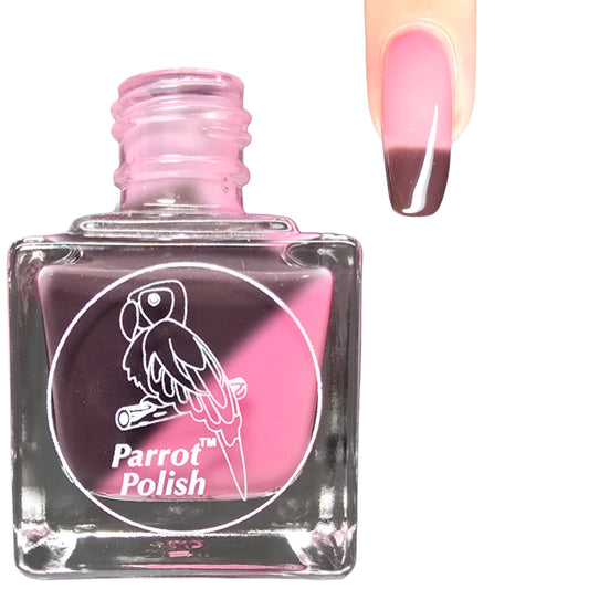 Parrot Polish Coffee with a lady Thermal Nail Lacquer Brown/ Pink