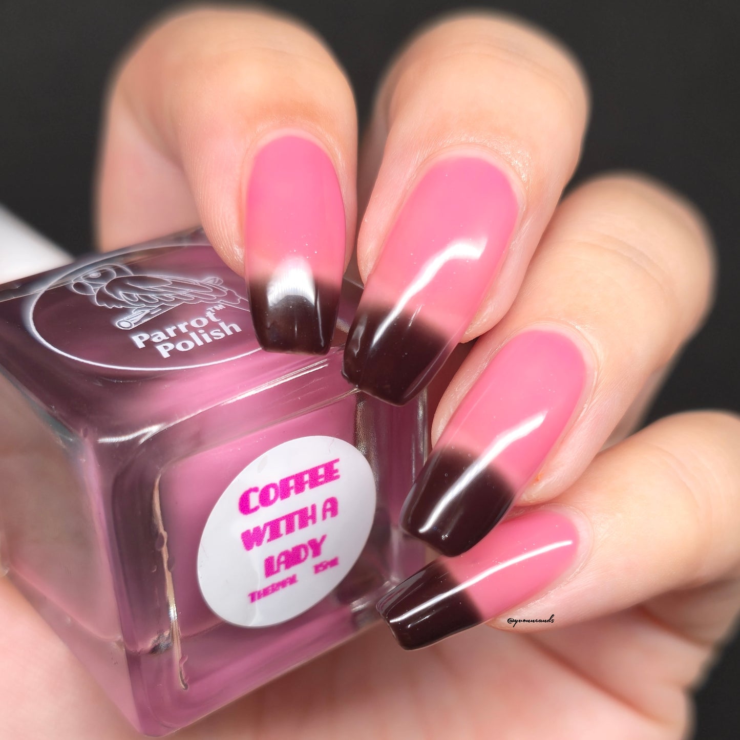 Parrot Polish Coffee with a lady Thermal Nail Lacquer Brown/ Pink