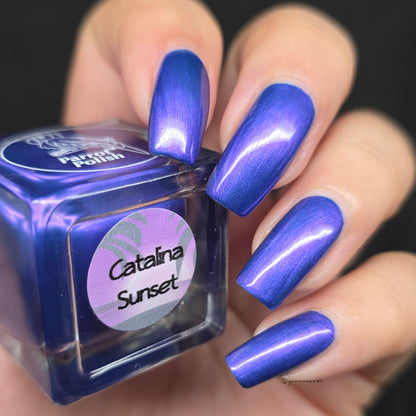 Parrot Polish Catalina Sunset Mutilchrome Shimmer Nail Lacquer Purple Blue