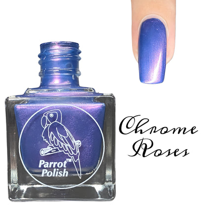 Parrot Polish Chrome Roses Mutilchrome Shimmer Nail Lacquer Purple Silver