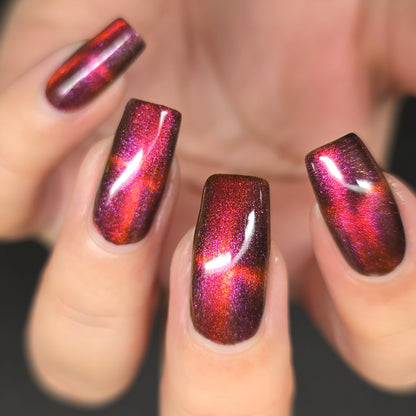 Parrot Polish Black Cat Multichrome Magnetic Nail Lacquer Red Black