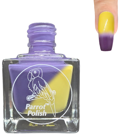 Parrot Polish Snow Crocus Thermal Color Changing Nail Lacquer Purple Yellow