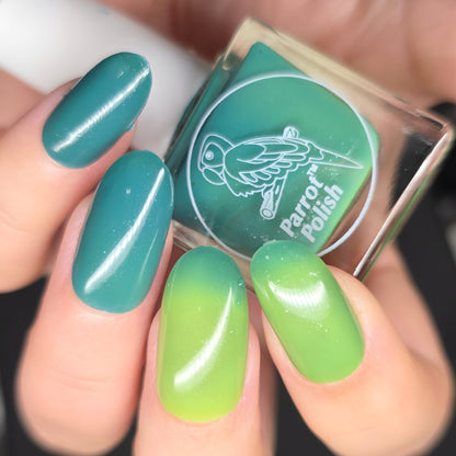 Parrot Polish Allamanda Color Changing Thermal Nail Lacquer- Green/Lime 0.5fl oz