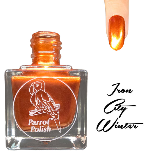 Parrot Polish Iron City Winter Shimmer Nail Lacquer Copper   .05 Fl oz