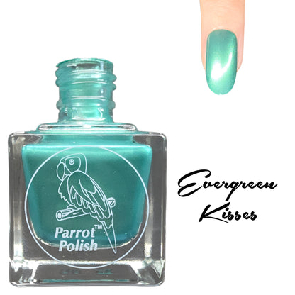 Parrot Polish Evergreen Kisses Shimmer Nail Lacquer Green/ Teal   .05 Fl oz
