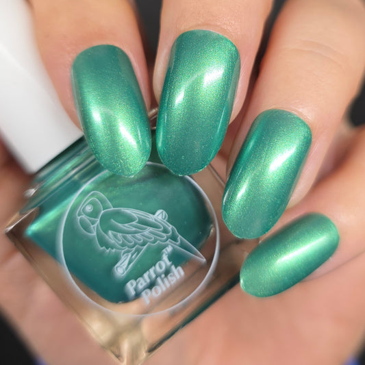 Parrot Polish Evergreen Kisses Shimmer Nail Lacquer Green/ Teal   .05 Fl oz