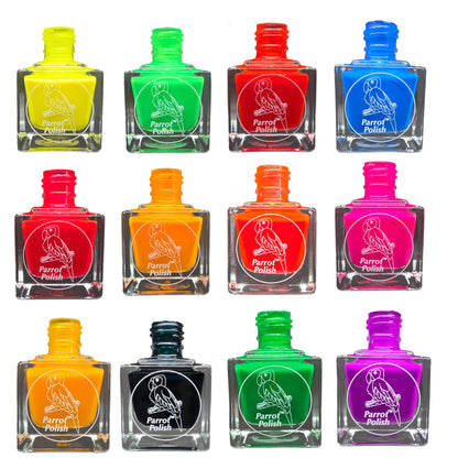 Parrot Polish Welcome To The Jungle Neon Nail Polish Collection - Set of 12