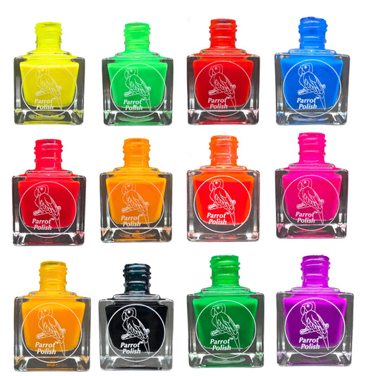 Parrot Polish Welcome To The Jungle Neon Nail Polish Collection - Set of 12