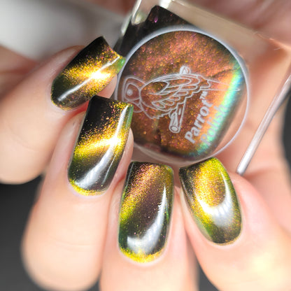 Parrot Polish Bulldog Chasing  Magnetic Multichrome Nail Lacquer- Brown Black 0.5 Fl oz