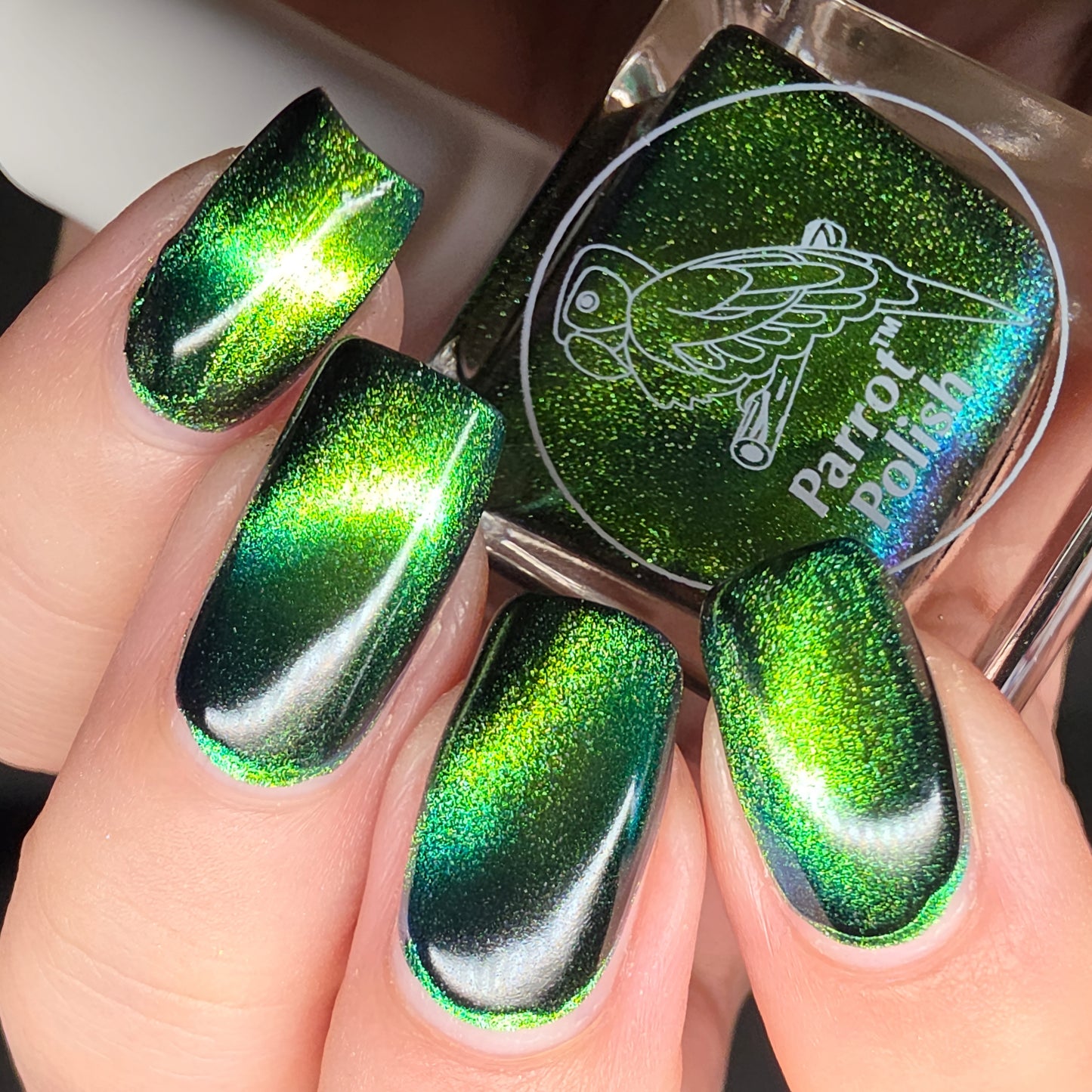 Parrot Polish Papillon Skating Magnetic Multichrome Nail Lacquer- Green Black 0.5 Fl oz