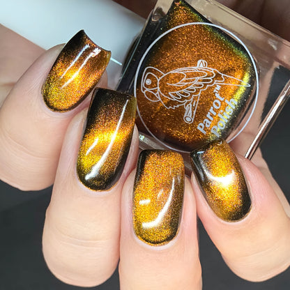 Parrot Polish Pug Me Magnetic Multichrome Nail Lacquer- Brown Black 0.5 Fl oz