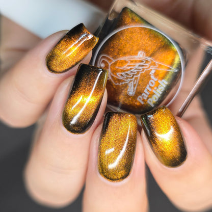 Parrot Polish Pug Me Magnetic Multichrome Nail Lacquer- Brown Black 0.5 Fl oz