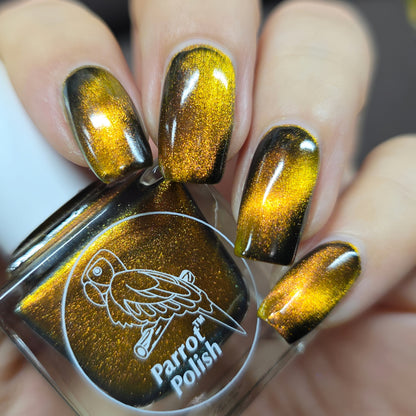 Parrot Polish Pug Me Magnetic Multichrome Nail Lacquer- Brown Black 0.5 Fl oz