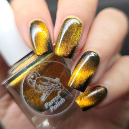 Parrot Polish Pug Me Magnetic Multichrome Nail Lacquer- Brown Black 0.5 Fl oz