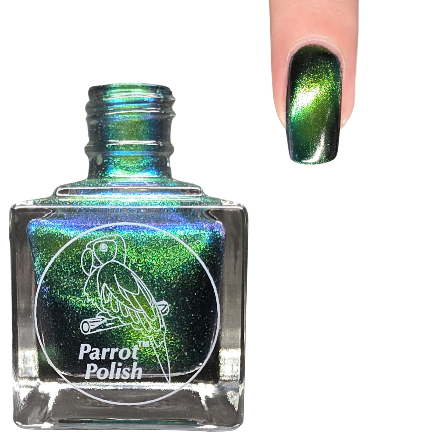 Parrot Polish Papillon Skating Magnetic Multichrome Nail Lacquer- Green Black 0.5 Fl oz