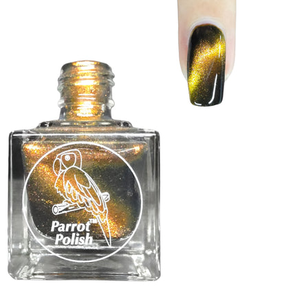 Parrot Polish Pug Me Magnetic Multichrome Nail Lacquer- Brown Black 0.5 Fl oz
