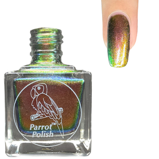 Parrot Polish Penelope Ultrachrome Gold Green Brown Nail Lacquer 0.5 Fl oz