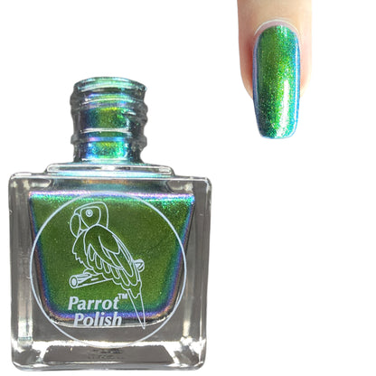 Parrot Polish Delilah Ultrachrome Green Blue Gold  Nail Lacquer 0.5 Fl oz