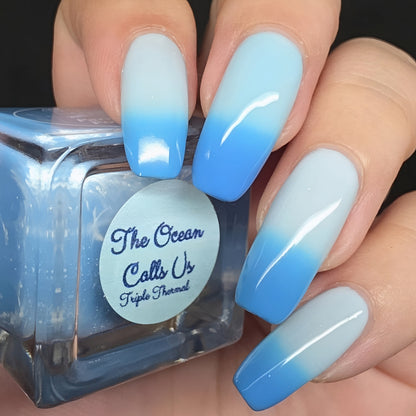 Parrot Polish  The Ocean Calls Us Thermal Nail Lacquer Blue/Teal/White-Pink 0.5 FL