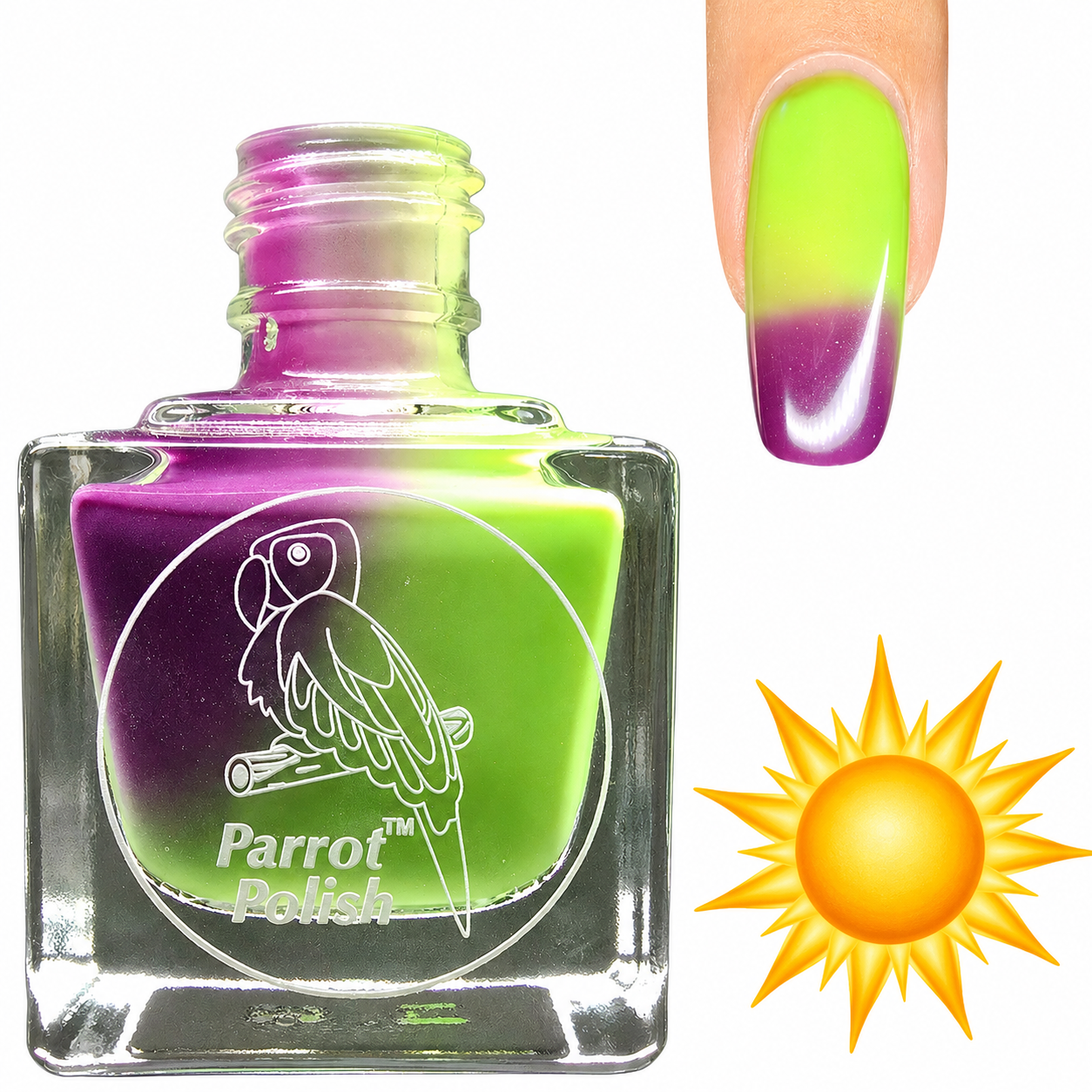 Parrot Polish Limes & Grapes Color Changing Solar Nail Lacquer - Green/Brownish Purple