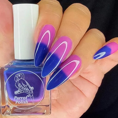 Parrot Polish Blue Jeans & Bubble Gum Color Changing Thermal Nail Lacquer - Blue/Pink