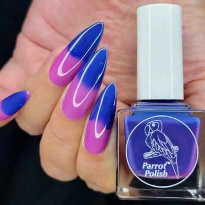 Parrot Polish Blue Jeans & Bubble Gum Color Changing Thermal Nail Lacquer - Blue/Pink