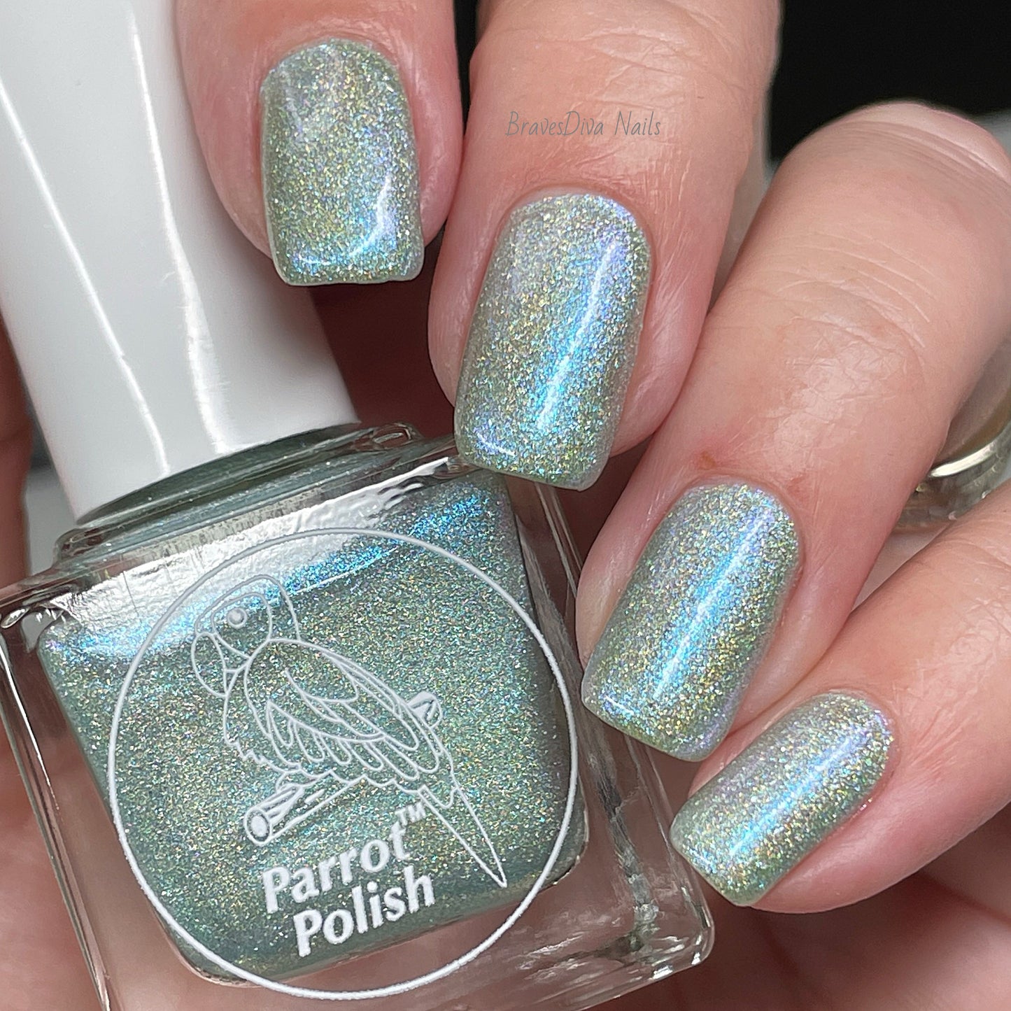 Parrot Polish "Courage" 2024 Spring  Aqua/Gold Ultrachrome Holographic