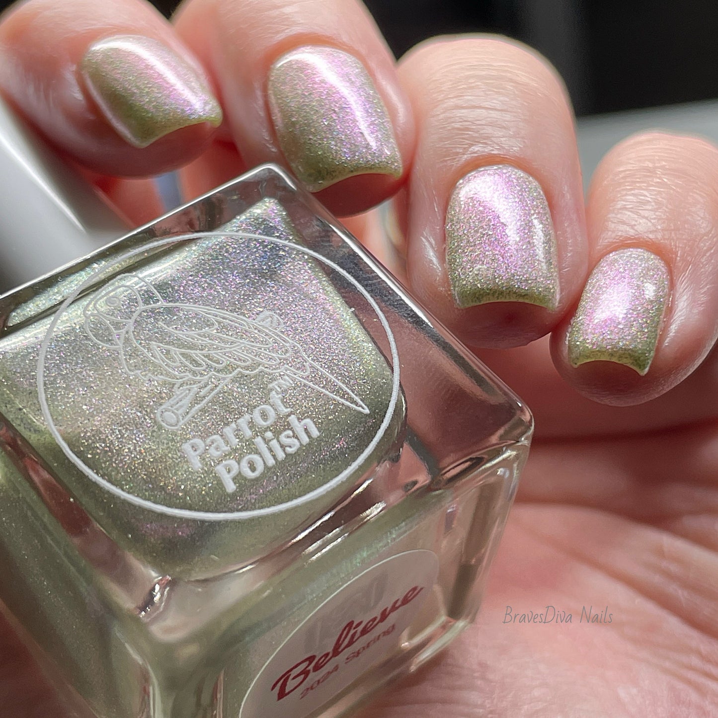 Parrot Polish "Believe" 2024 Spring  Green/Silver Ultrachrome Holographic