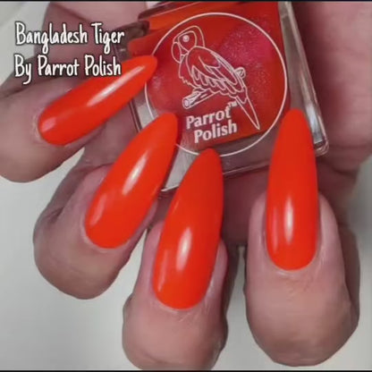 Parrot Polish Bangladesh Tiger Neon Red Nail Polish