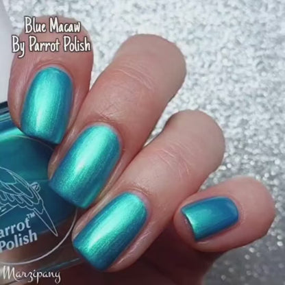 Parrot Polish Blue Macaw Teal Shimmer Nail Polish