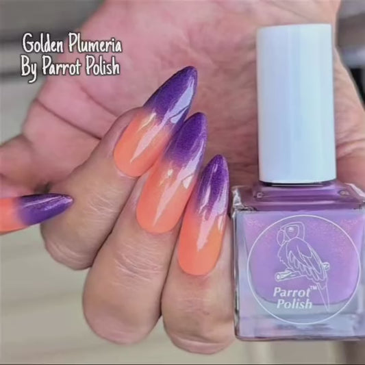 Parrot Polish Golden Plumeria Purple/Coral Thermal Nail Polish