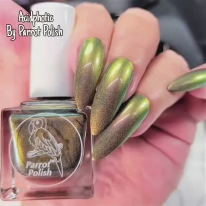 Parrot Polish Acidphotic Ultrachrome Holographic Nail Polish - Gold/Green