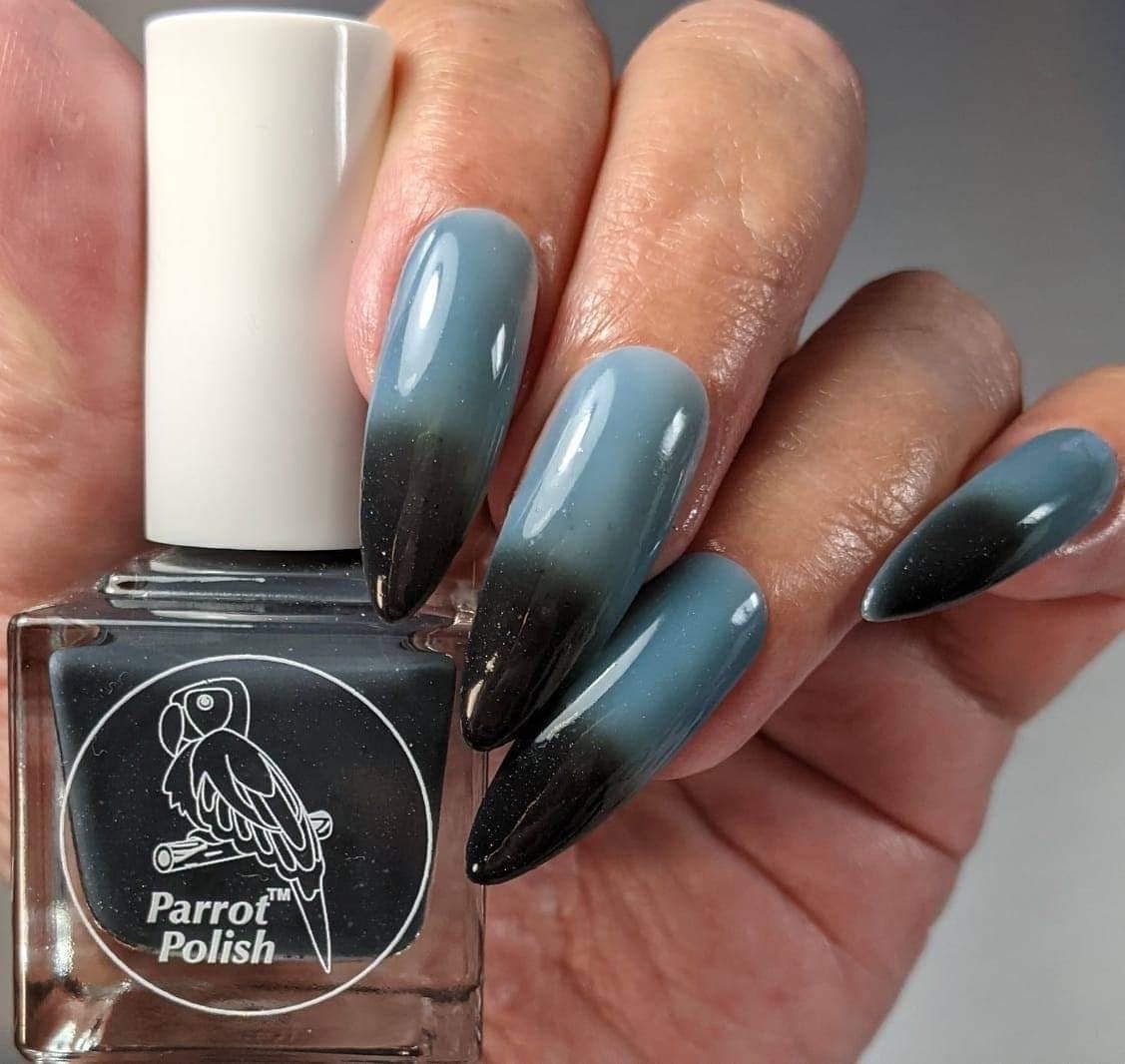 Parrot Polish Black Dragon Thermal Nail Polish - Black/Bluish Grey