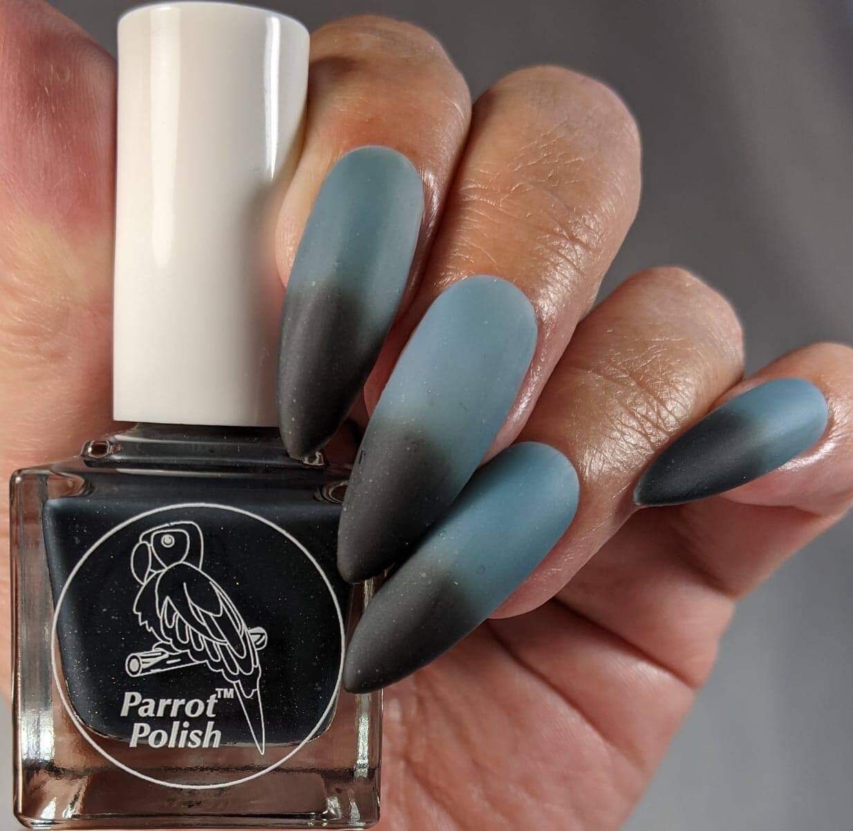 Parrot Polish Black Dragon Thermal Nail Polish - Black/Bluish Grey