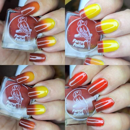 Parrot Polish Fall Feelings Thermal Nail Polish - Burgundy/Red/Yellow